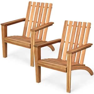 Wooden Outdoor Adirondack Chair Patio Lounge Chair with Armrest Natural (Set of 2)
