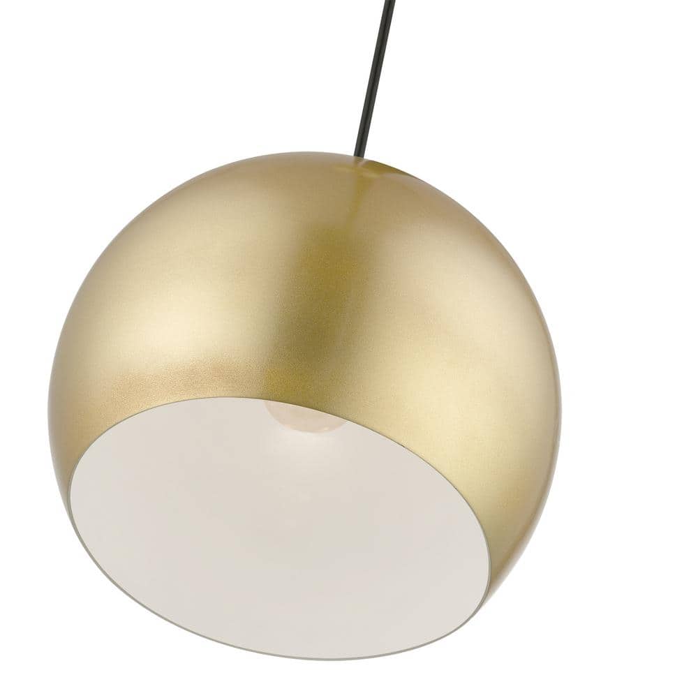 Soft Gold and Polished Brass Globe Pendant Light