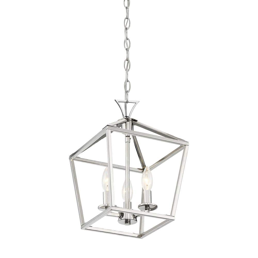 Polished Nickel 3-Light Farmhouse Pendant Chandelier