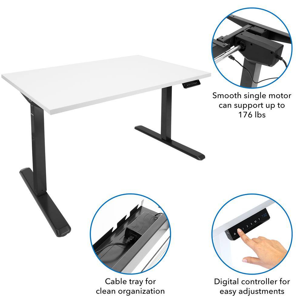 Black and White Adjustable Electric Sit-Stand Desk with Steel Frame