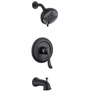 Single-Handle 5-Spray Handheld Tub and Shower Faucet with 5 in. Shower Head Combo in Matte Black (Valve Included)