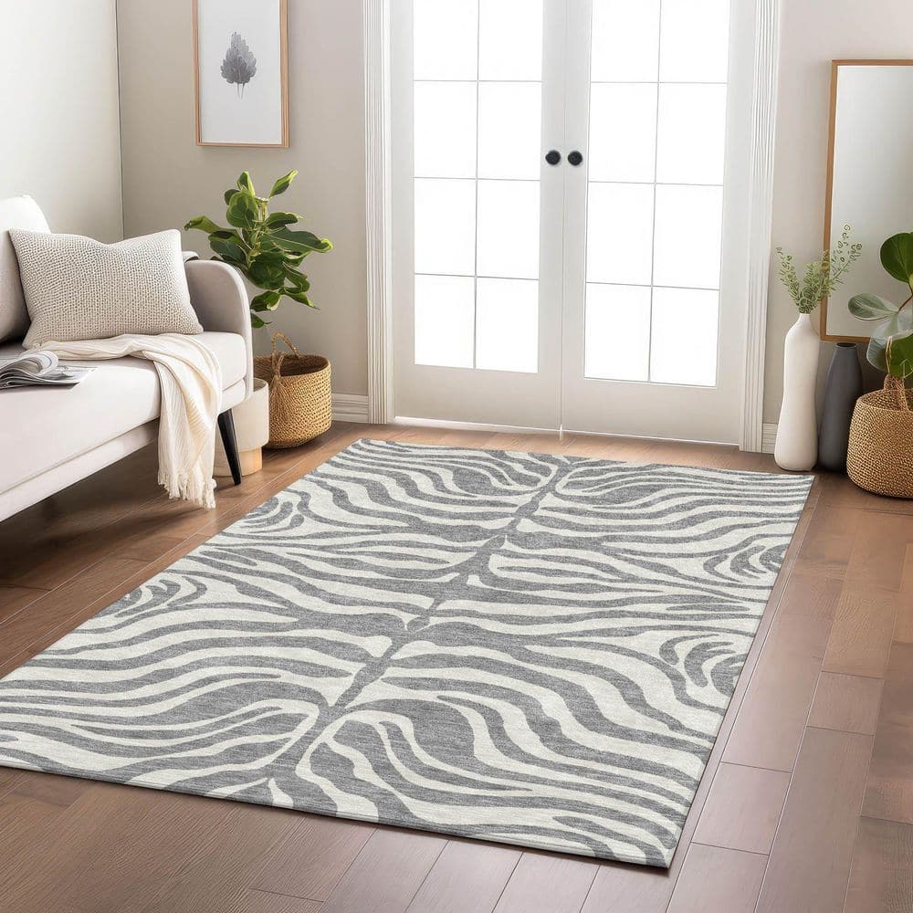 Red Synthetic Rectangular Washable Area Rug 46" x 30"