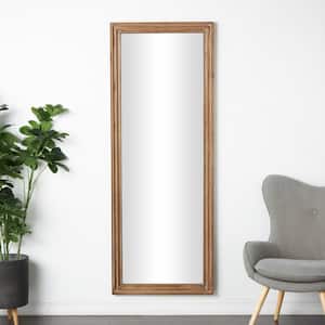 72 in. x 27 in. Tall Rectangle Framed Brown Wall Mirror with Layered Beaded Frame