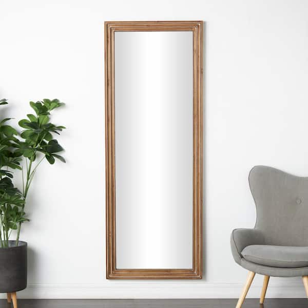 Litton Lane 72 in. x 27 in. Tall Rectangle Framed Brown Wall Mirror with Layered Beaded Frame