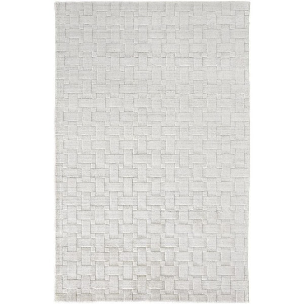 2 ft. x 8 ft. Silver, White Striped Area Rug