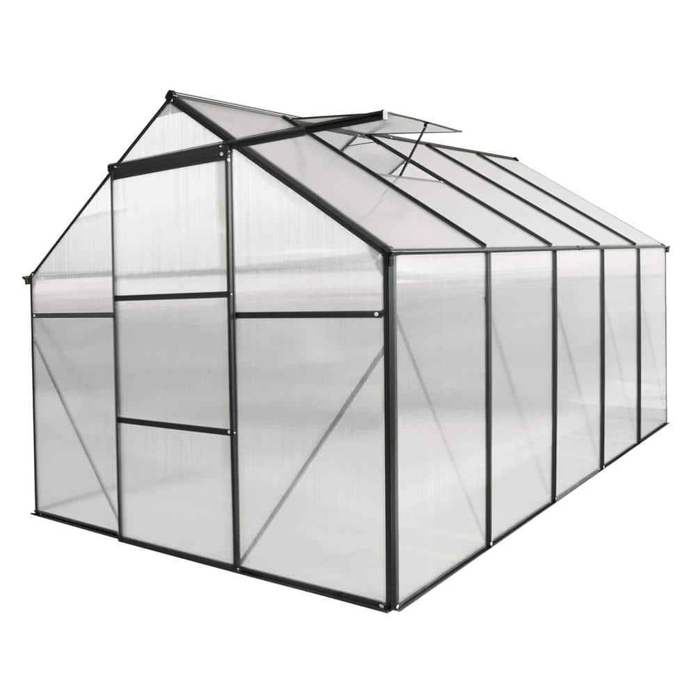 74 in. W x 122 in. D x 76 in. H Polycarbonate Greenhouse Raised Base and An