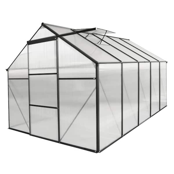 Unbranded 74 in. W x 122 in. D x 76 in. H Polycarbonate Greenhouse Raised Base and Anchor Aluminum Heavy Duty Walk-in Greenhouses