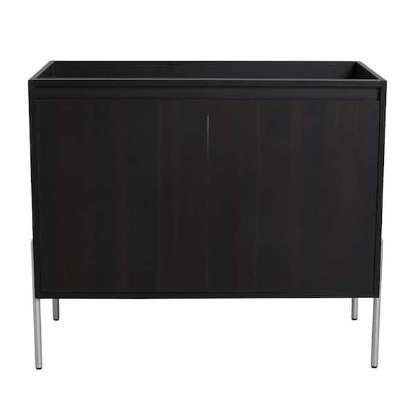 35.06 in. Freestanding Bath Vanity Cabinet without Top in Dark Oak Unassembled
