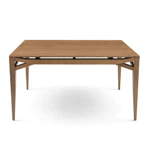 55 in. Rectangular Almond Oak MDF Top Wood Frame Dining Table Seating Capacity 4