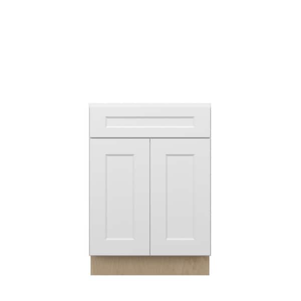 Kunal Kitchens Norfolk Shaker 24 in. W x 34.5 in. H x 24 in. D in Painted White Plywood Assembled Sink Base Cabinet