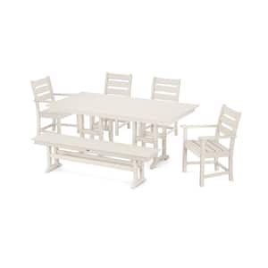 Grant Park Sand 6-Piece Plastic Outdoor Dining Set with Bench