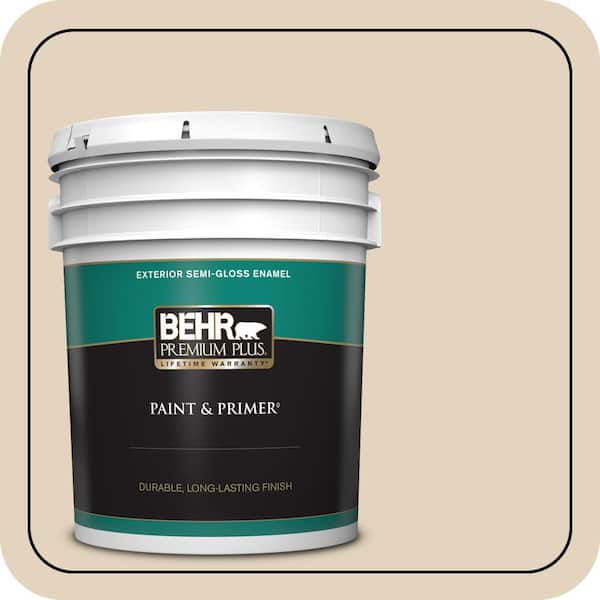 BEHR PREMIUM PLUS 5 gal. #PPU7-17 Wax Sculpture Semi-Gloss Enamel Exterior Paint & Primer