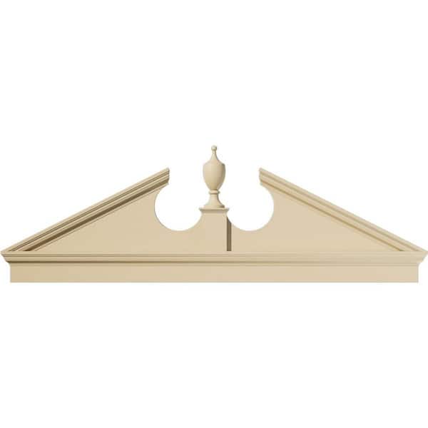 Ekena Millwork 78 in. W x 26-3/8 in. H x 2-3/4 in. P Pitch 6/12 Acorn Signature Urethane Combination Pediment Acorn Ships Unattached in