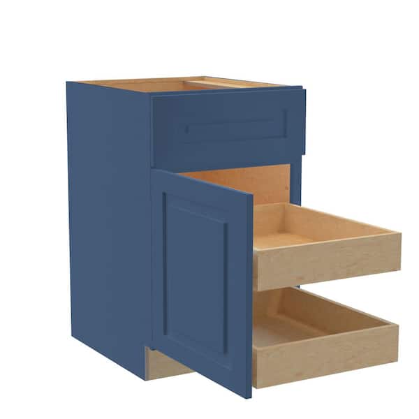 Home Decorators Collection Grayson 21 in. W x 24 in. D x 34.5 in. H Assembled Plywood Base Kitchen Cabinet in Mythic Blue with 2ROT Soft Close LH