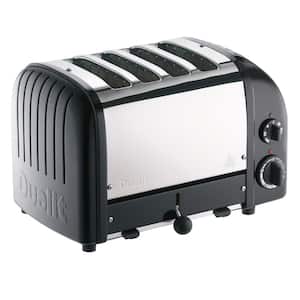 New Gen 4-Slice Matte Black Wide Slot Toaster with Crumb Tray