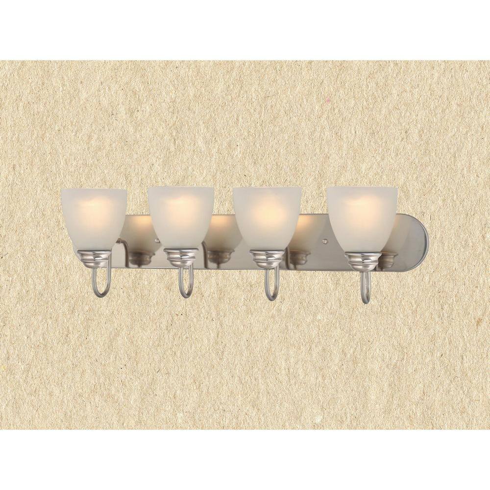 Brushed Nickel 4-Light Frosted Glass Vanity Fixture