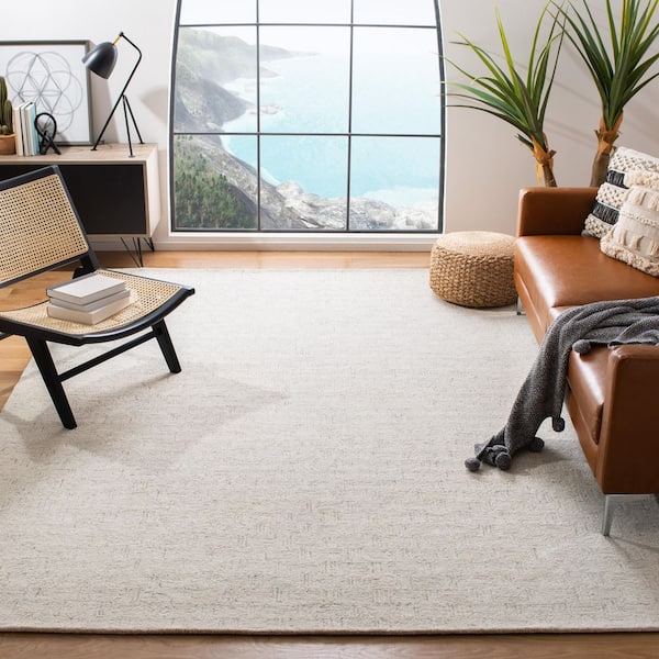 Micro-Loop 12 ft. x 15 ft. Light Gray/Ivory Geometric Area Rug