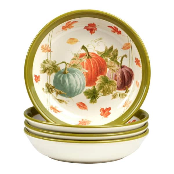 Certified International Autumn Harvest 9 in. 38 oz. Multicolored Earthenware Soup Bowl (Set of 4)