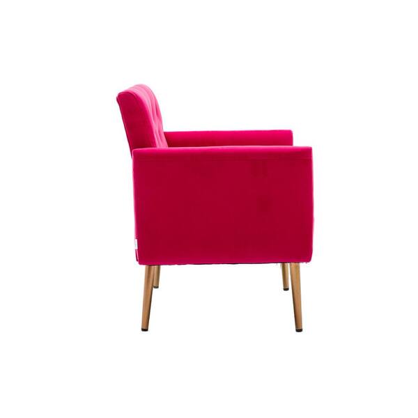 HOMEFUN Modern Rose Red Velvet Upholstered Comfy Accent Arm Chair with  Golden Metal Base HFHDSN-719RD - The Home Depot