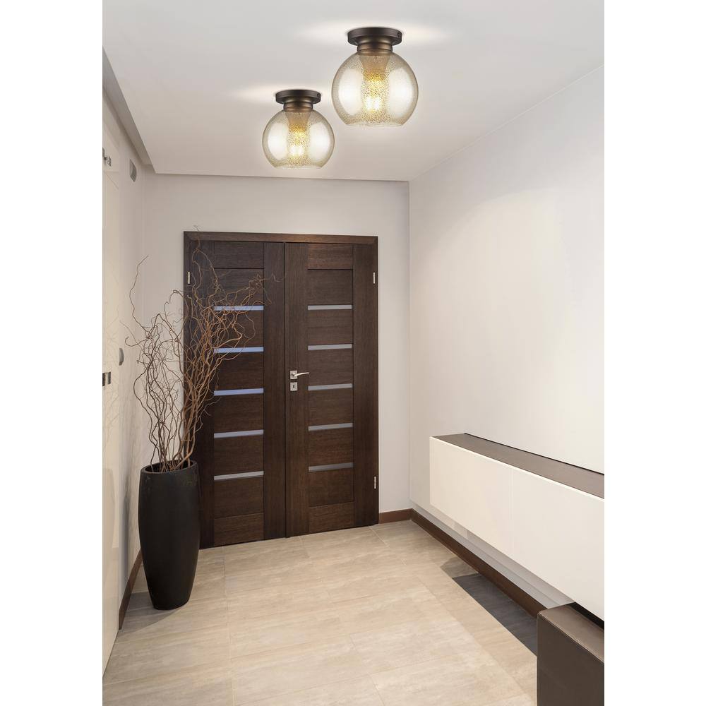 Mercury Silver Glass Dome LED Flush Mount Ceiling Light