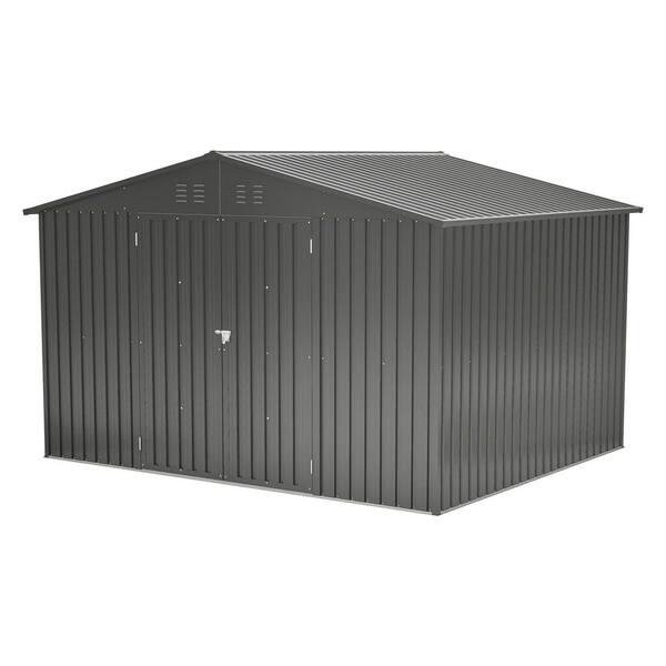 8 ft. W x 10 ft. D Metal Shed with Metal Foundation & Lockable Doors, All Weather Outdoor Storage Shed(80 sq. ft.)