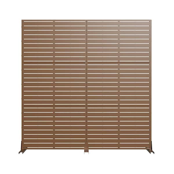 2 pieces 35.1 in. W x 71.37 in. H Louvered Classic Brown Galvanized Screen Decorative Art Panel