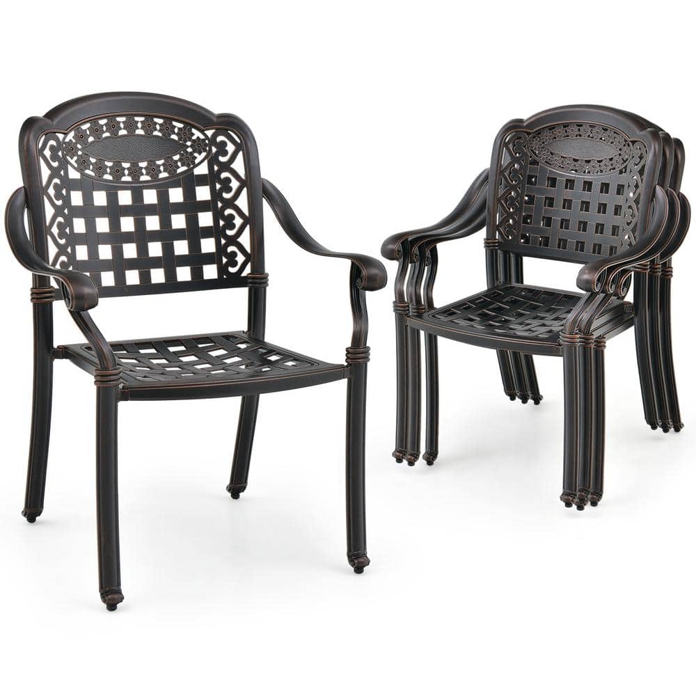 ANGELES HOME 2Piece Cast Aluminum Patio Stackable Outdoor Dining Chair