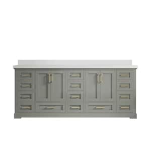 Boston 84 in. W x 22 in. D x 36 in. H Double Sink Bath Vanity in Evergreen with 2 in. White Qt. Top