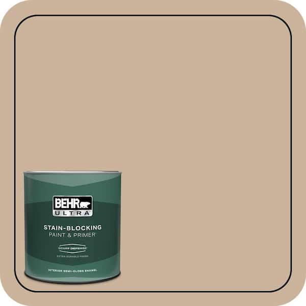 BEHR ULTRA 1 qt. #PPU4-07 Mushroom Bisque Extra Durable Semi-Gloss Enamel Interior Paint & Primer