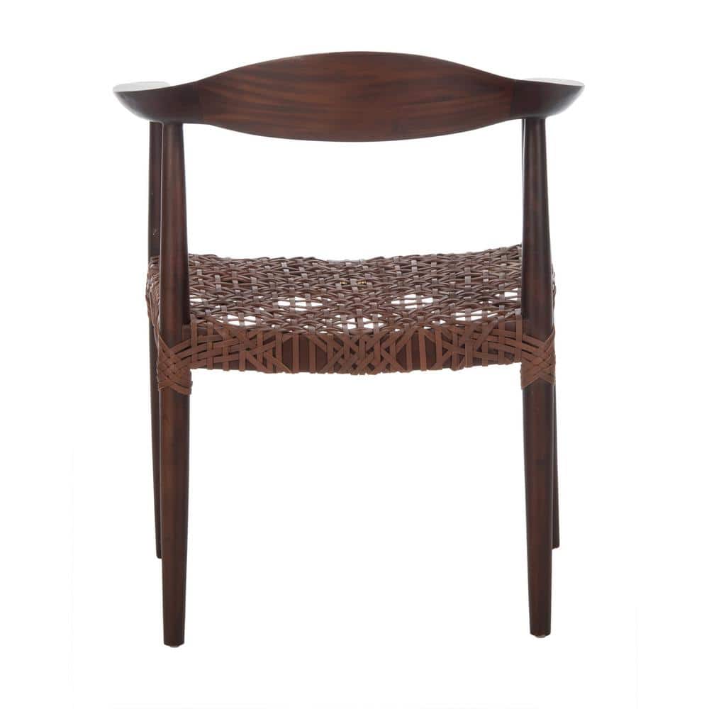 Juneau Mid-Century Walnut Brown Leather Accent Chair
