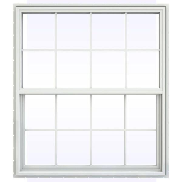 JELD-WEN 47.5 in. x 41.5 in. V-4500 Series Single Hung Vinyl Window with Grids - White