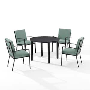Kaplan Oil Rubbed Bronze 5-Piece Metal Round Outdoor Dining Set with Mist Cushions