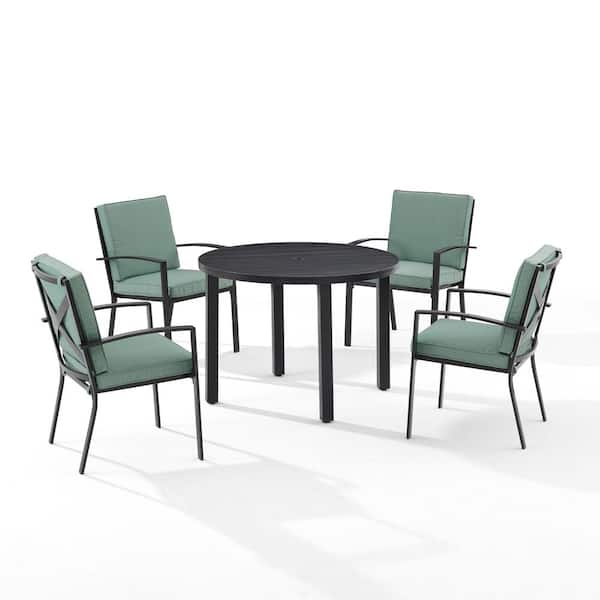 CROSLEY FURNITURE Kaplan Oil Rubbed Bronze 5-Piece Metal Round Outdoor Dining Set with Mist Cushions
