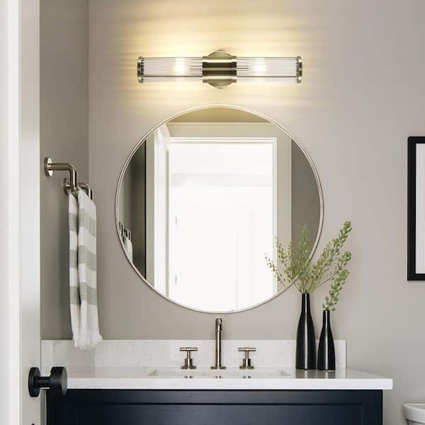 4.72 in. 2-Light Antique Bronze Modern Industrial Vanity Light with Clear Ribbed Glass Shades