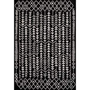 Ziri Moroccan Geometric Black/Cream 3 ft. x 5 ft. Area Rug