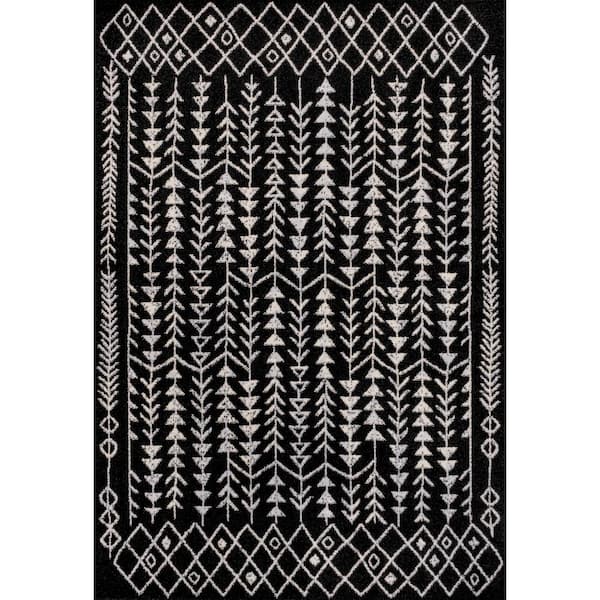 Ziri Moroccan Geometric Black/Cream 5 ft. x 8 ft. Area Rug