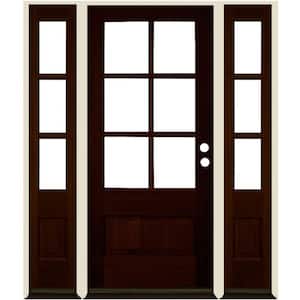 Krosswood Doors 64 in. x 80 in. V-Groove Arched 6-Lite Red Mahogany ...