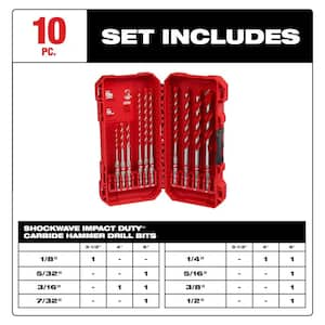 SHOCKWAVE Carbide Hammer Drill Bit Set. (10-Piece)