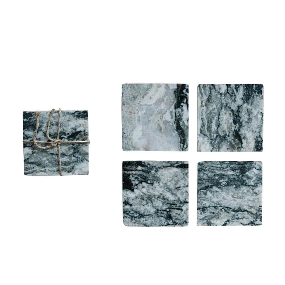 Monochrome Mélange Black and Grey Marble Coaster Set