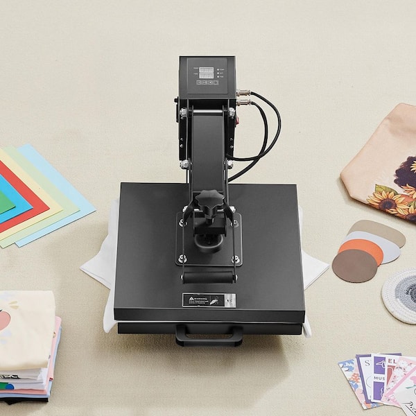 15x15 in. Heat Press Machine for T-shirts, Even Heating, High Pressure, Easy Use for Sublimation & Vinyl Transfer, Black