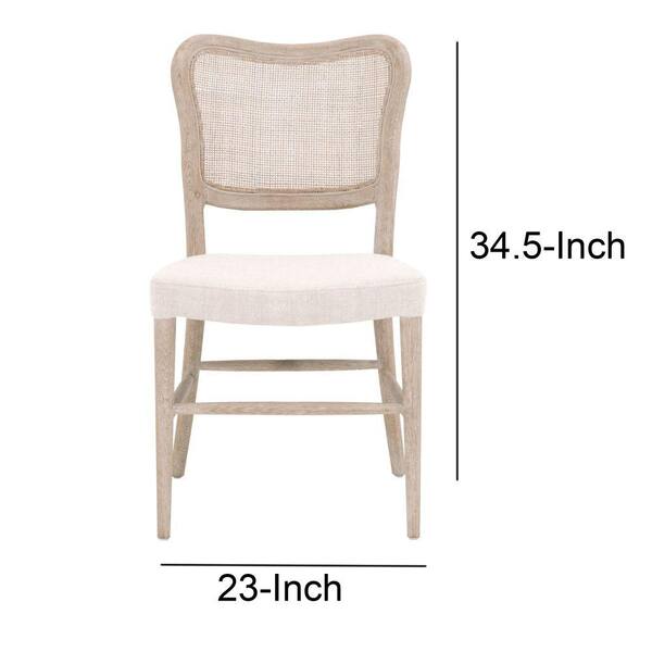 benjara cane back wooden frame dining chair with padded seat