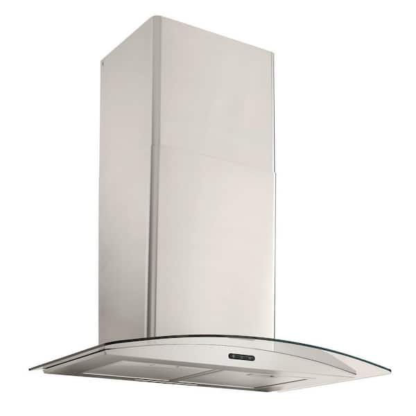 Broan-NuTone 30 in. Convertible Wall Mount Curved Glass Chimney Range Hood with LED Light in Stainless Steel