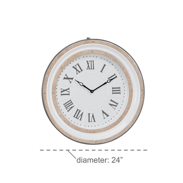 24 in. x 24 in. White Metal Wall Clock