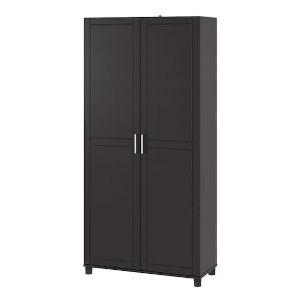 Wood Freestanding Garage Cabinet in Black (36 in. W x 74 in. H x 15 in. D)