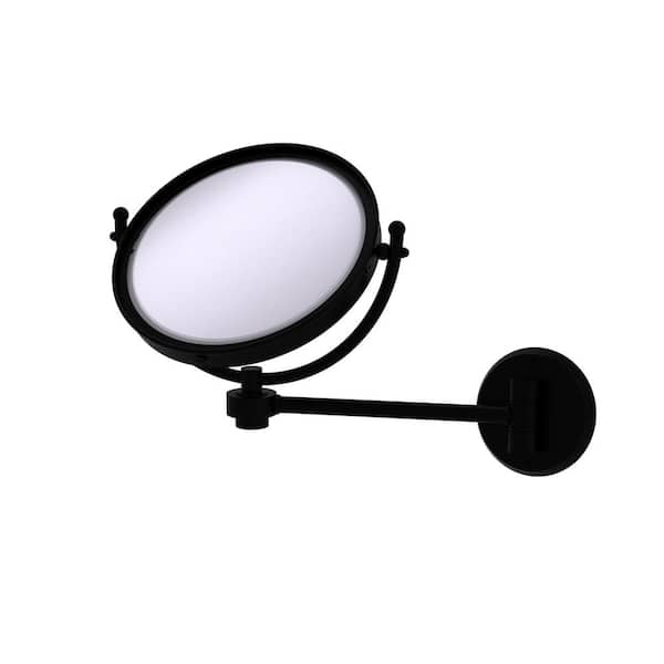 Allied Brass 8 in. W x 10 in. H Small Large Round Tri Fold Metal Framed Magnifying Wall Bathroom Vanity Mirror in Matte Black