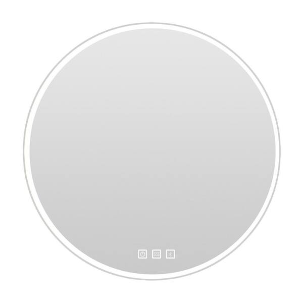 Staykiwi 36 in. W x 36 in. H Round Frameless Anti-Fog Lighted Wall Bathroom Vanity Mirror in White