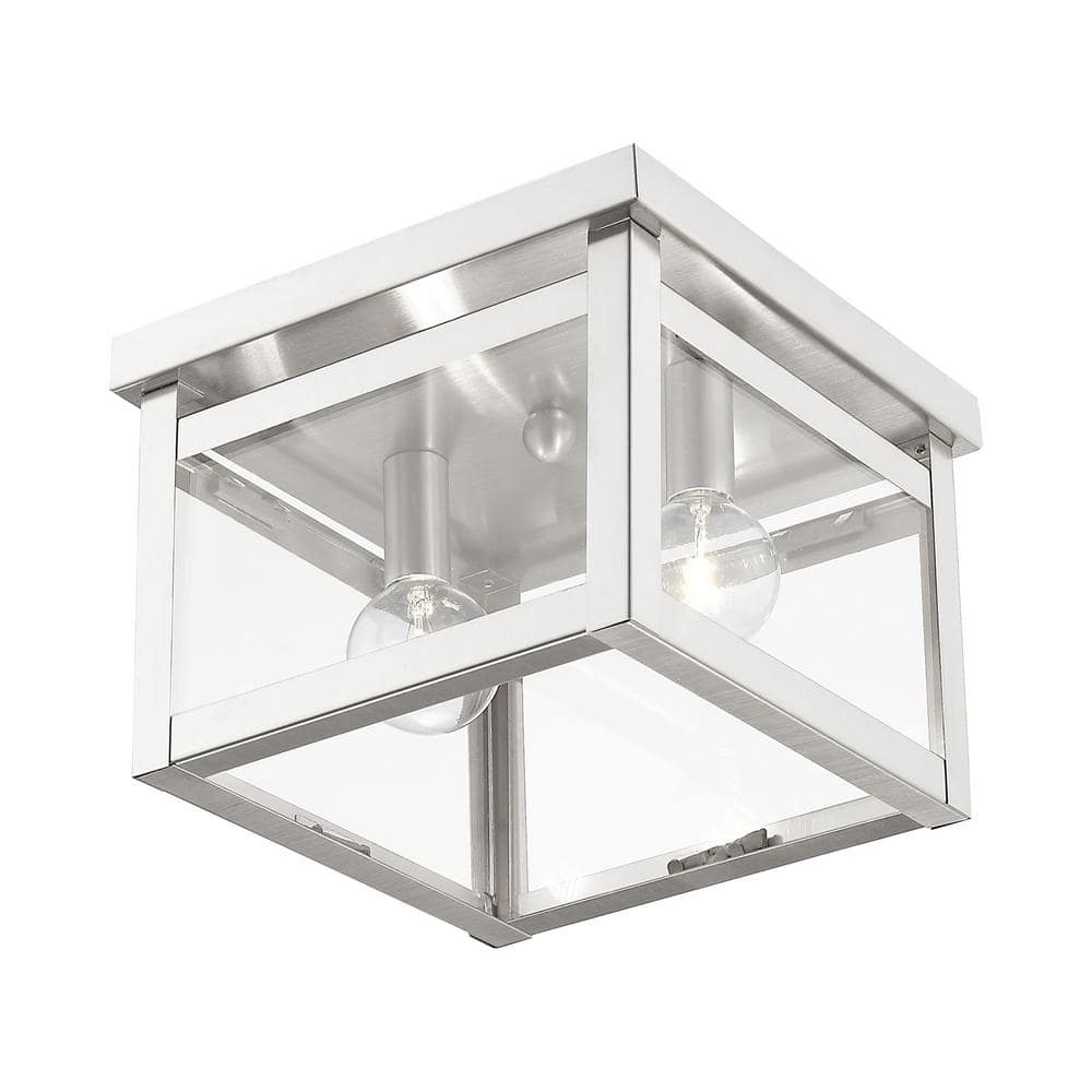 Milford Transitional Clear Glass Dual LED Ceiling Light in Brushed Nickel