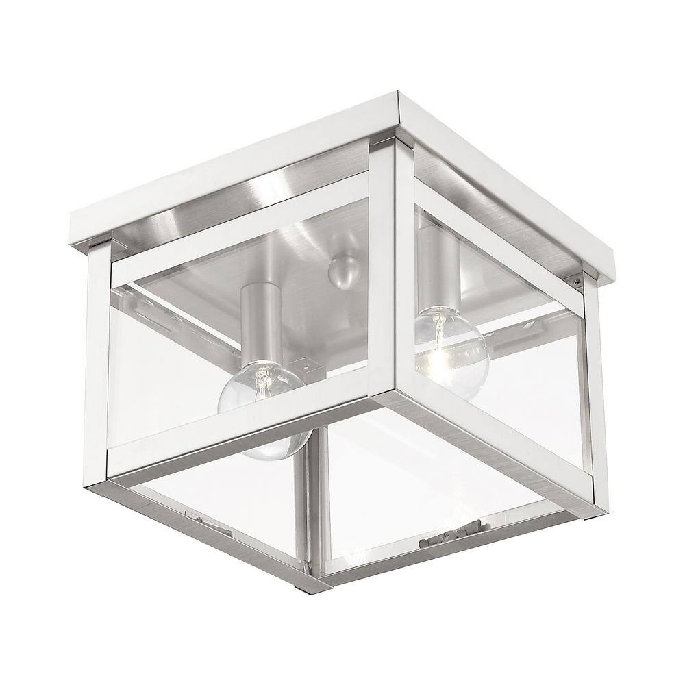 Milford Transitional Clear Glass Dual LED Ceiling Light in Brushed Nickel