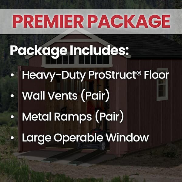 Pro Assembled Majestic Premier 8 ft. W x 12 ft. D Wood Shed with Floor Window and Ramp Upgrade-Gray Shingle (96 sq. ft.)