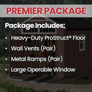 Pro Installed Majestic Premier 8 ft. W x 12 ft. D Wood Shed with Floor Window and Ramp Upgrade-Gray Shingle (96 sq. ft.)